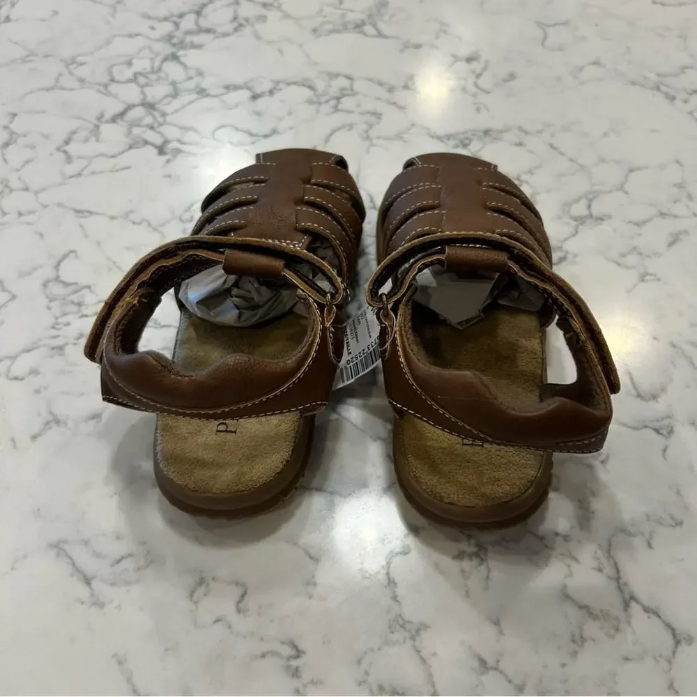 NWT Children’s Place Brown‎ Strappy Faux Leather Kids Sandals Size 12 Youth